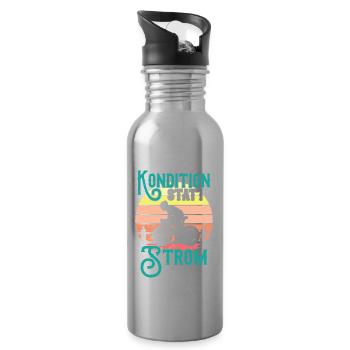 Kondition Statt Strom Fahrrad Fahrradfahrer Spruch - Trinkflasche mit integriertem Trinkhalm - Lightsilver - Rechts
