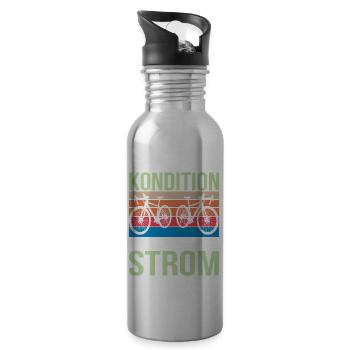 Kondition Statt Strom Fahrradfahrer Drahtesel - Trinkflasche mit integriertem Trinkhalm - Lightsilver - Rechts