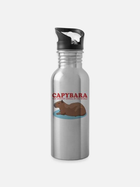 Capybara Capybaras Wasserschwein Geschenk - Trinkflasche mit integriertem Trinkhalm - Lightsilver