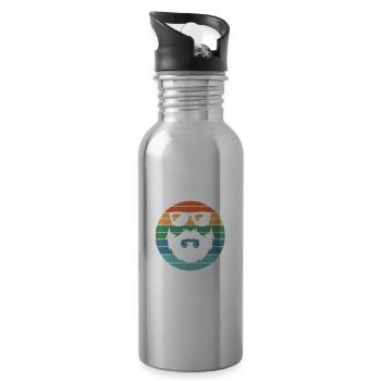 Papa Père Cadeau de la fête des pères - Gourde avec paille intégrée - argent clair - Droite