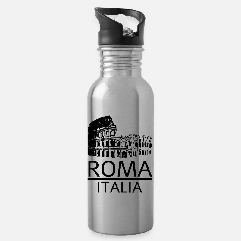 Rom Italien - Trinkflasche mit integriertem Trinkhalm - Lightsilver
