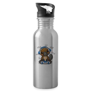 Platypus - Water bottle with straw - silver - Right