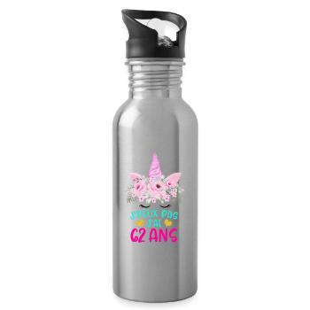 Enfant T Shirt 62 Ans Fille Anniversaire Cadeau - Water bottle with straw - silver - Right