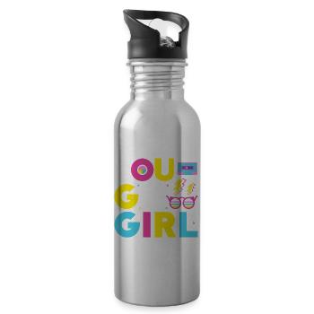 You go girl slogan design - Gourde avec paille intégrée - argent clair - Droite