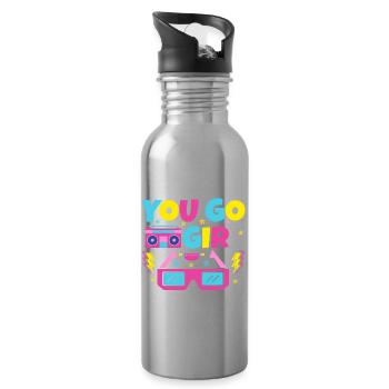 You go girl slogan design - Gourde avec paille intégrée - argent clair - Droite