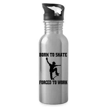 Skateboard Skaten Skateboarding Longboard Skater - Trinkflasche mit integriertem Trinkhalm - Lightsilver - Rechts