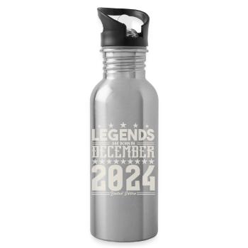 Legends Are Born In December 2024.Gift anniversary - Water bottle with straw - silver - Right