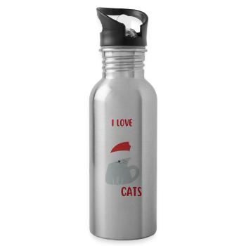 J’aime Noël et Chats Chat Noël - Gourde avec paille intégrée - argent clair - Droite