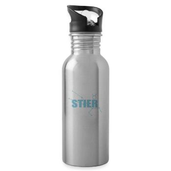 Stier Sternzeichen Taurus Sternbild - Trinkflasche mit integriertem Trinkhalm - Lightsilver - Rechts