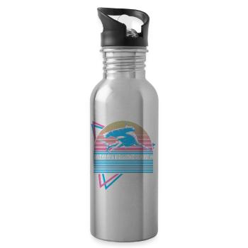 Hammerhead Shark Retro - Water bottle with straw - silver - Right