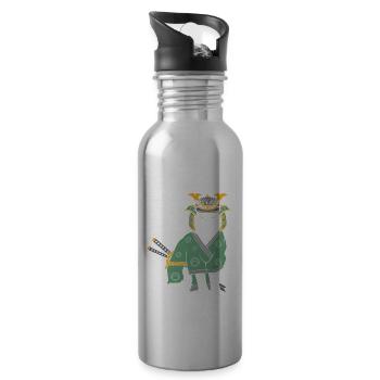 Neko Samurai Funny - Water bottle with straw - silver - Right