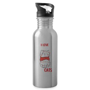 J’aime Noël et Chats Chat Noël - Gourde avec paille intégrée - argent clair - Droite
