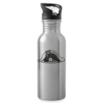 Lustiger Schlafender Pinguin Mit Schlafendem - Trinkflasche mit integriertem Trinkhalm - Lightsilver - Rechts