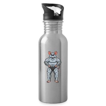 Rat Fitness Gym Motivation - Gourde avec paille intégrée - argent clair - Droite