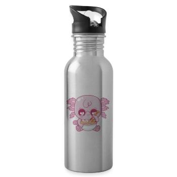 Baby Axolotl and Ramen - Trinkflasche mit integriertem Trinkhalm - Lightsilver - Rechts