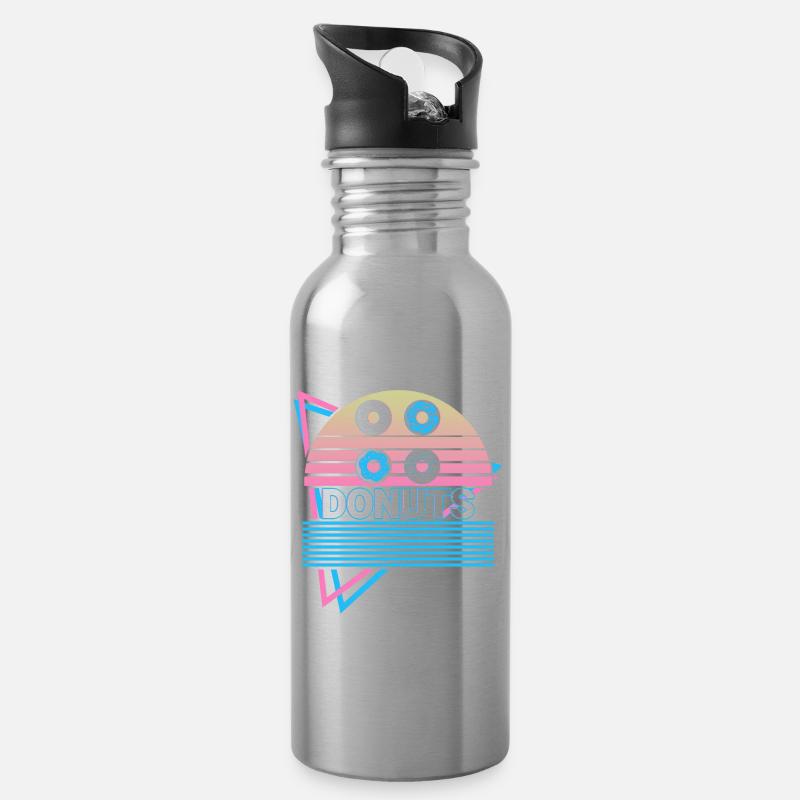 Donuts Retro Donut - Trinkflasche mit integriertem Trinkhalm - Lightsilver