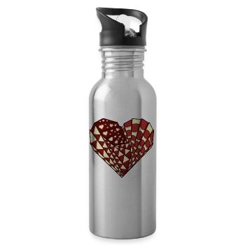 Avant Garde Aesthetic Heart Weirdcore Hippie - Water bottle with straw - silver - Right