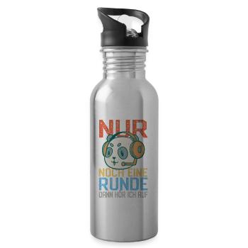 Lustiger Gaming Pandabär - Gamer Computerspiele - Trinkflasche mit integriertem Trinkhalm - Lightsilver - Rechts