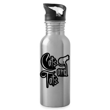cats and tats quote - Water bottle with straw - silver - Right