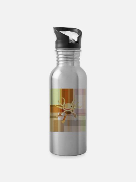 Avant Garde Aesthetic Axolotl - Trinkflasche mit integriertem Trinkhalm - Lightsilver