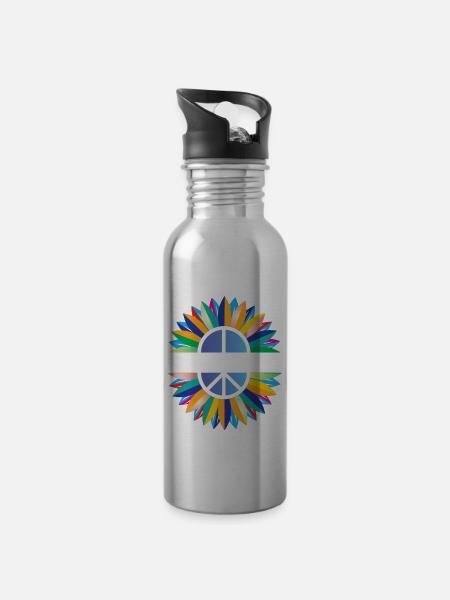 hippie seele - Trinkflasche mit integriertem Trinkhalm -