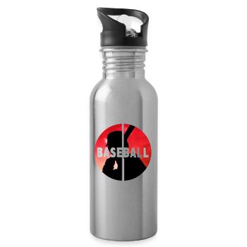 Baseball Baseball Player USA Sport Vintage Retro - Water bottle with straw - silver - Right
