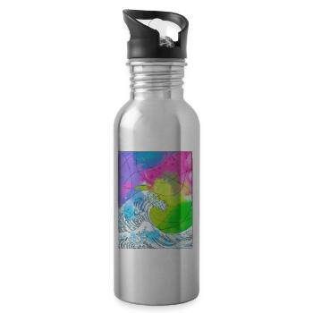 Art Academia Aesthetic Great Wave Off Kanagawa - Trinkflasche mit integriertem Trinkhalm - Lightsilver - Rechts