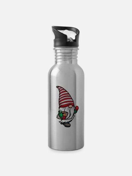Weihnachtszwerg Weihnachten Wichtel Football - Trinkflasche mit integriertem Trinkhalm - Lightsilver