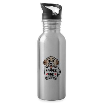 Kaffee Und Maltipoo Hund - Trinkflasche mit integriertem Trinkhalm - Lightsilver - Rechts