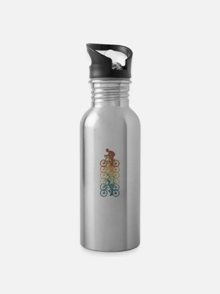 Fahrrad Fahrräder Fitness Sport - Trinkflasche mit integriertem Trinkhalm - Lightsilver