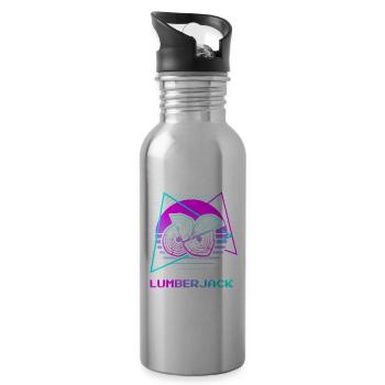 Retro Holzfäller Holzbearbeitung Holzbearbeitung Logger - Trinkflasche mit integriertem Trinkhalm - Lightsilver - Rechts