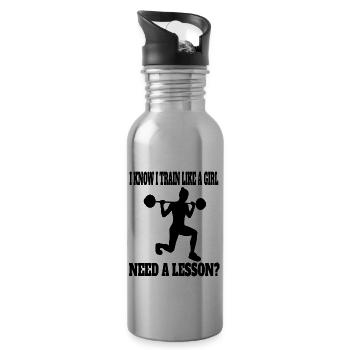 Fitness Athlète Musculation Musculation Bodybuilder - Gourde avec paille intégrée - argent clair - Droite