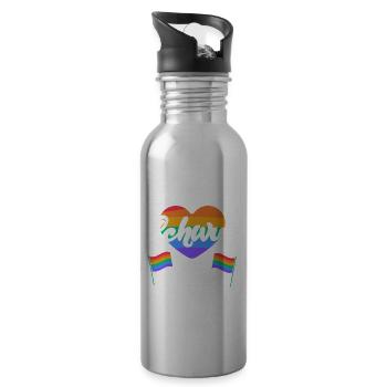 LGBTQ Lieber Schwul und Lebensfroh Gay Pride Month - Trinkflasche mit integriertem Trinkhalm - Lightsilver - Rechts