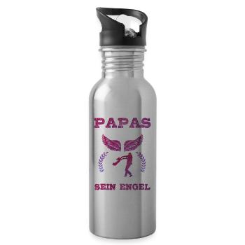 Papas Mädchen Ich War Einmal Sein Engel Jetzt Ist - Trinkflasche mit integriertem Trinkhalm - Lightsilver - Rechts