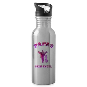 Papas Mädchen Ich War Einmal Sein Engel Jetzt Ist - Trinkflasche mit integriertem Trinkhalm - Lightsilver - Rechts