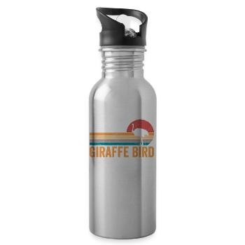 Drôle d’Autruche Girafe Oiseau Rétro - Gourde avec paille intégrée - argent clair - Droite