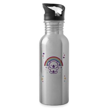 Baby Geschenkidee mit Regenbogen und Koala - Trinkflasche mit integriertem Trinkhalm - Lightsilver - Rechts
