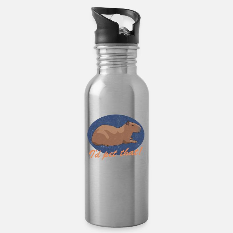 Capybara Capybaras Cadeau - Gourde avec paille intégrée - argent clair