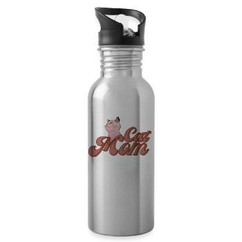Life is better with Cats Cat Mom - Water bottle with straw - silver - Right
