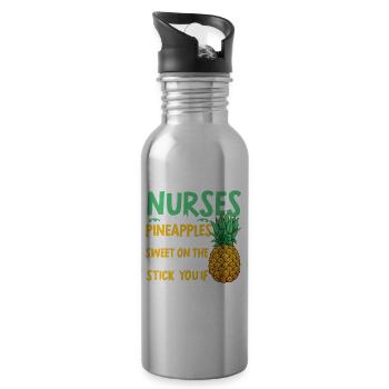 Krankenschwestern sind wie Ananas Krankenschwester - Trinkflasche mit integriertem Trinkhalm - Lightsilver - Rechts