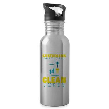 Custodians Only Tell Clean Jokes 2 - Trinkflasche mit integriertem Trinkhalm - Lightsilver - Rechts