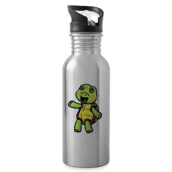 Sea Turtle Emoticon Turtle Lovers - Water bottle with straw - silver - Right