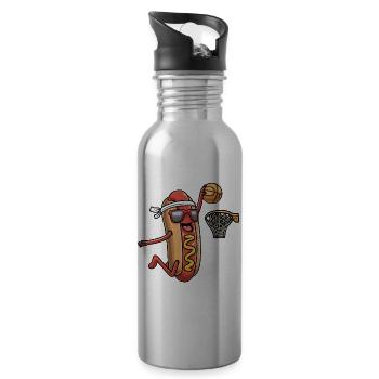 Hot dog in a bun Playing basketball Sports - Water bottle with straw - silver - Right