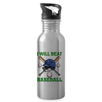 Ich werde dich im Baseball schlagen - Baseball - Trinkflasche mit integriertem Trinkhalm - Lightsilver - Rechts