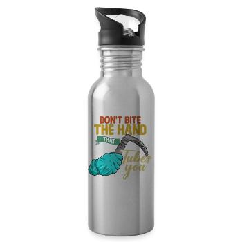 Beißen Sie nicht in die Hand, die Sie betäubt - - Trinkflasche mit integriertem Trinkhalm - Lightsilver - Rechts