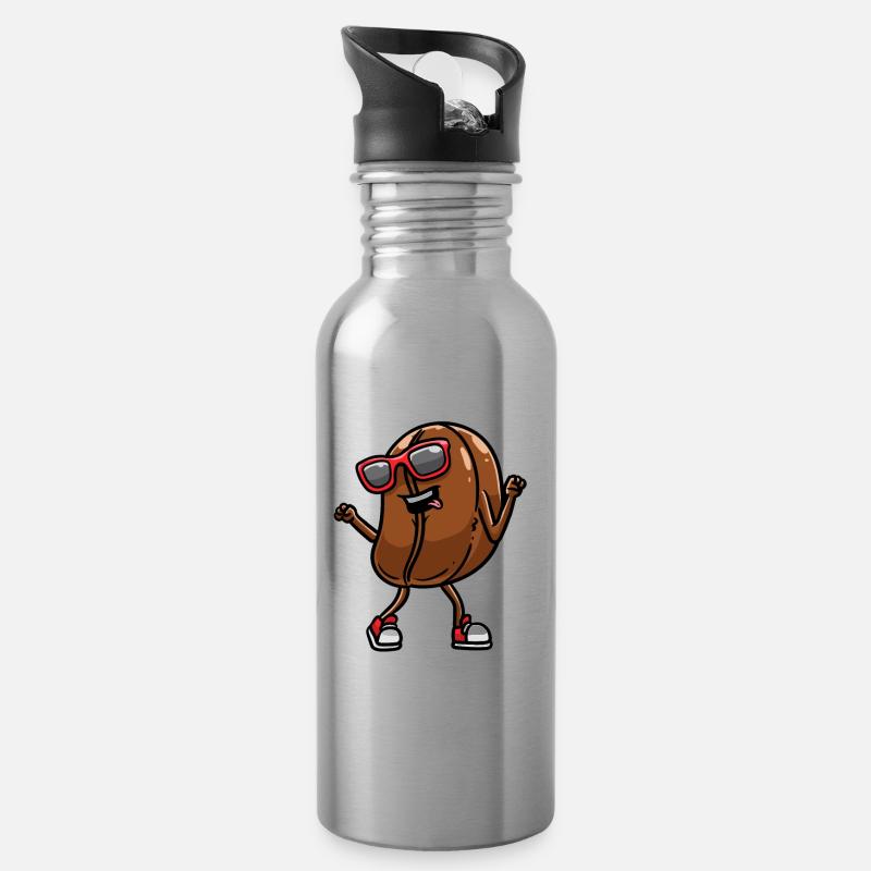 Kaffeebohne Mit Sonnenbrille Tänzer Tanzen - Trinkflasche mit integriertem Trinkhalm - Lightsilver