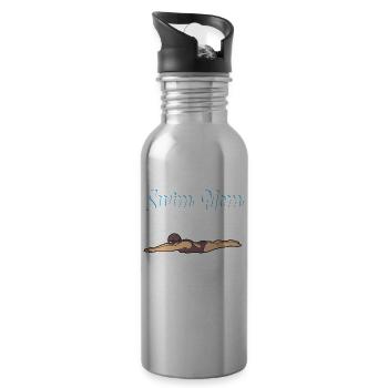 Swim Mom Chlorine Is in My Veins Mutter Schwimmen - Trinkflasche mit integriertem Trinkhalm - Lightsilver - Rechts