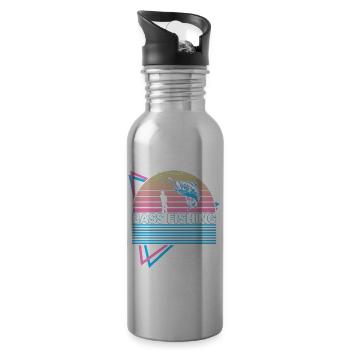 Bass Fishing Fischer Retro - Trinkflasche mit integriertem Trinkhalm - Lightsilver - Rechts