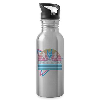 Heavy Metal Retro - Trinkflasche mit integriertem Trinkhalm - Lightsilver - Rechts
