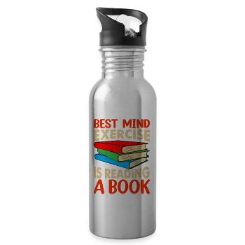 The best mental exercise is reading a book - Water bottle with straw - silver - Right